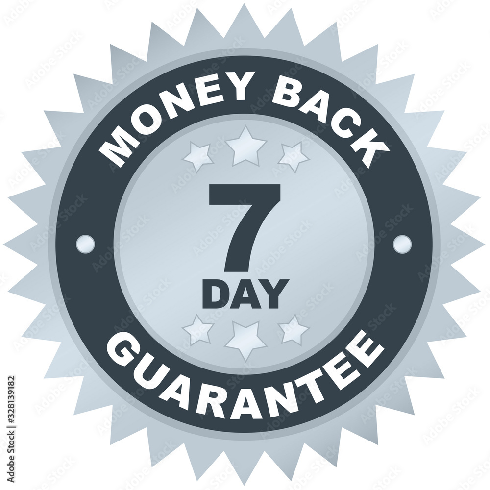 Fototapeta premium 7 Day Money Back Guarantee product label or badge or sticker image isolated on white background