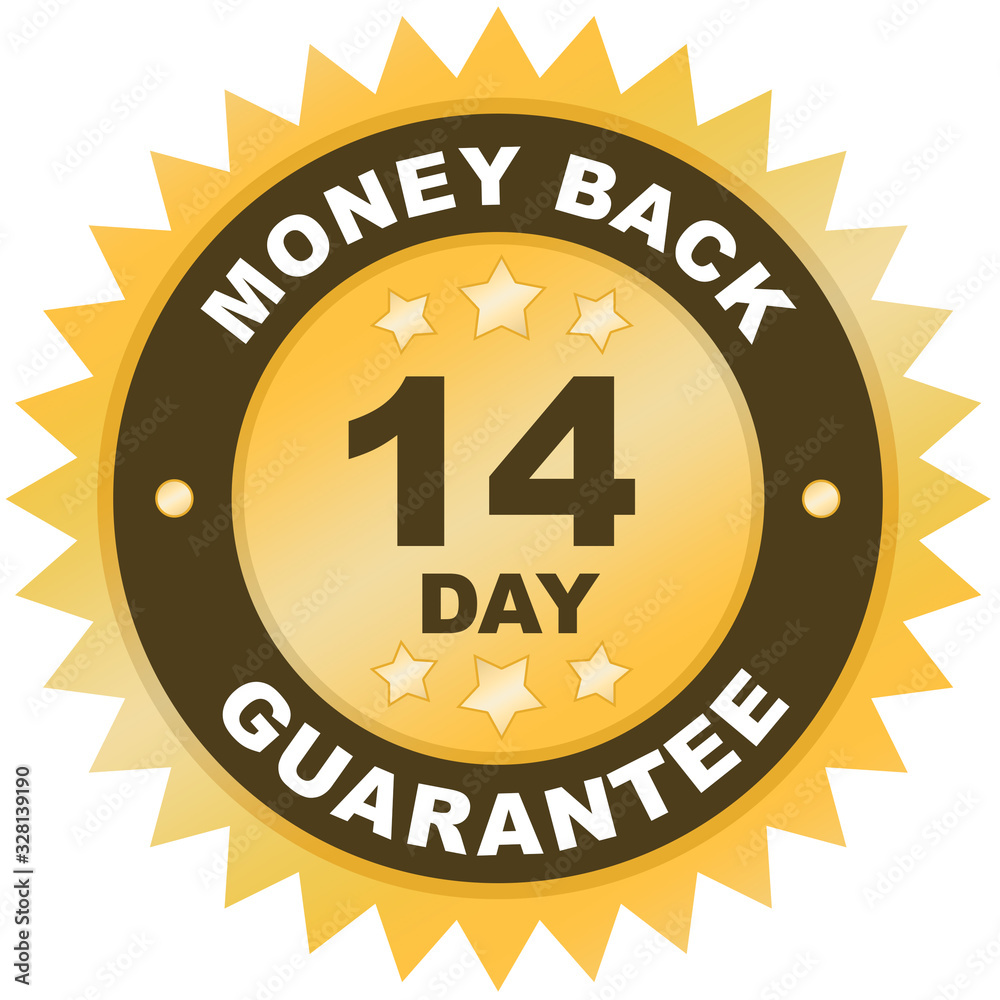 14 Day Money Back Guarantee product label or badge or sticker image isolated on white background