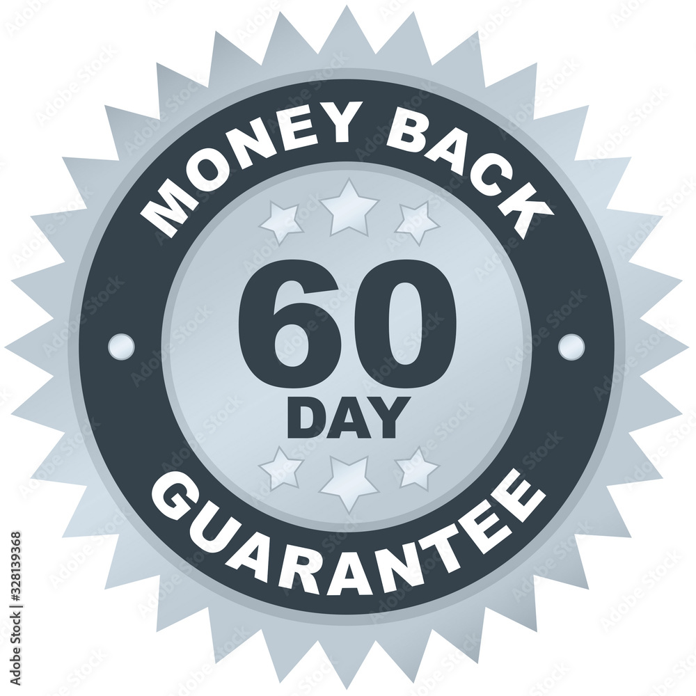 60 Day Money Back Guarantee product label or badge or sticker image isolated on white background