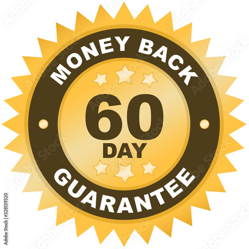 60 Day Money Back Guarantee product label or badge or sticker image isolated on white background