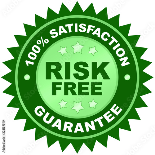 Risk free guarantee product label or badge or sticker image isolated on white background