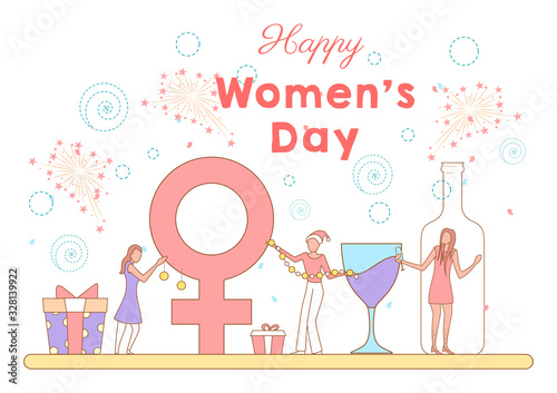 illustration of Happy International Women's Day 8th March greetings background