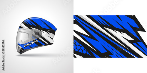 Racing helmet wrap decal and vinyl sticker design illustration.