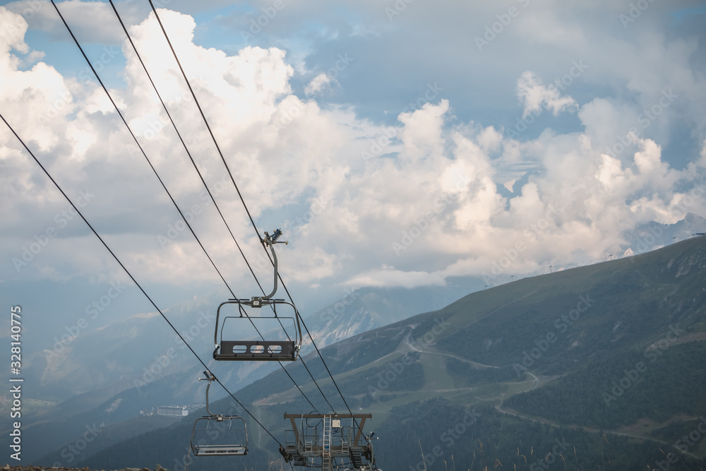 view of the Pyrenees mountains and its ski lift