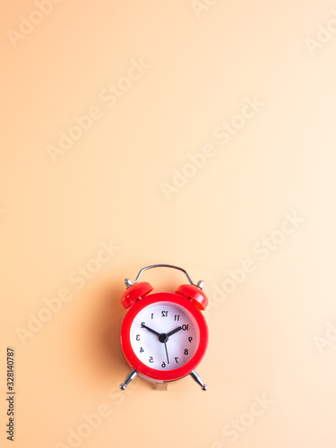 upside down red alarm clock