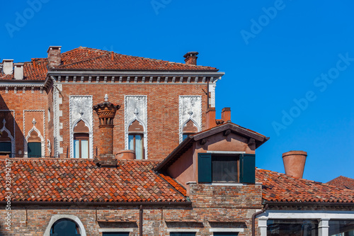 Venice, Ancient brick chimneys above the roofs