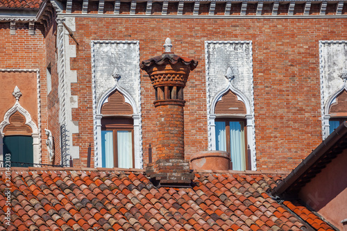 Venice, Ancient brick chimneys above the roofs