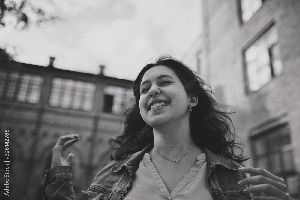 Black and white portrait of a young girl Black and white portrait of a young girl