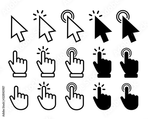 Vector hand cursors icons click set