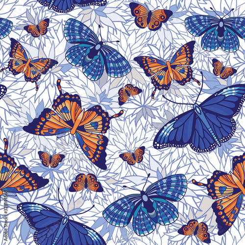 Vector seamless pattern with butterflies
