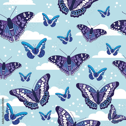 Vector seamless pattern with butterflies