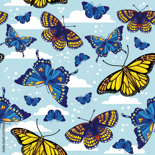 Vector seamless pattern with butterflies