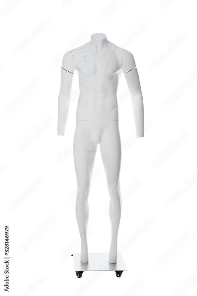 Male ghost headless mannequin with removable pieces isolated on white