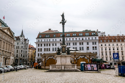 Photography Am Hof square and the Mariensaule  in Vienna.