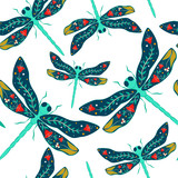 Simple seamless pattern with dragonfly. vector. pattern. vector illustration