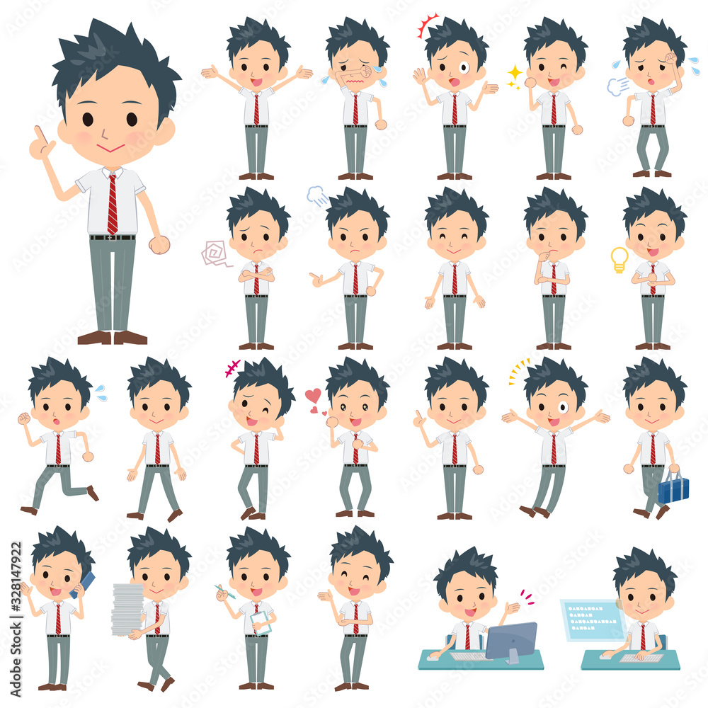 school boy White shirt necktie summer_emotion school boy White shirt necktie summer_emotion
