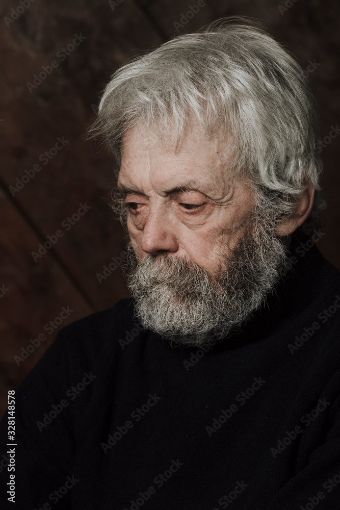Close up of thoughtful senior man Close up of thoughtful senior man