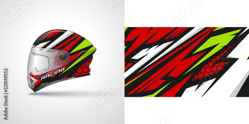 Racing helmet wrap decal and vinyl sticker design illustration.