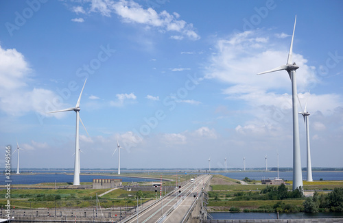 Dutch coastal protection, with dams, sea locks and turbines photo