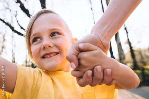 Little boy and his mom photo