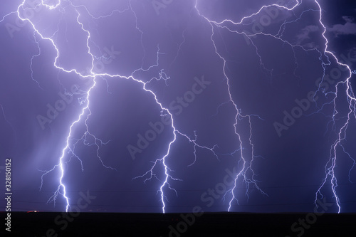 Thunderstorm lightning strikes