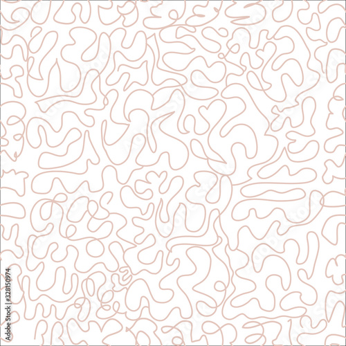Seamless hand drawn pattern with pale pink waves. Gentle pastel universal color