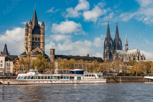 Koln Germany city skyline, Cologne skyline during sunset ,Cologne bridge with cathedral Germany Europe photo