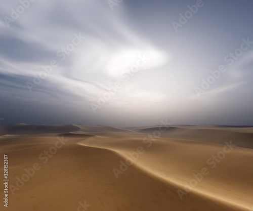 Sand desert  sky over the desert  3D rendering