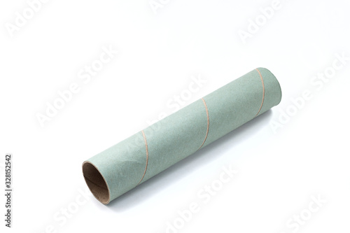 Carton cylindrical paper roll tube or pipe full completely isolated on a white background