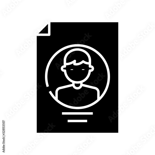 Profile black icon, concept illustration, vector flat symbol, glyph sign.