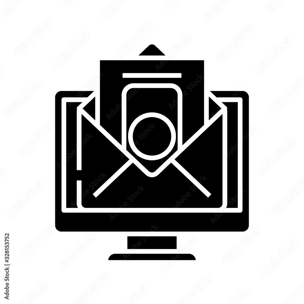Money transfer online black icon, concept illustration, vector flat symbol, glyph sign.