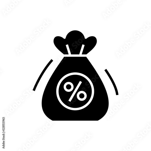 Profits bag black icon, concept illustration, vector flat symbol, glyph sign.