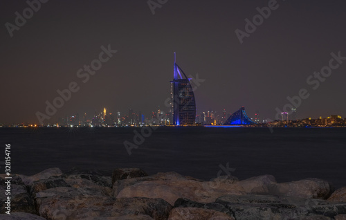 Canvas Print DUBAI - may 2019: Burj Al Arab the luxury seven star Dubai hotel at night