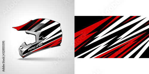 Racing helmet wrap decal and vinyl sticker design illustration.