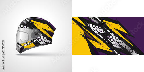 Racing helmet wrap decal and vinyl sticker design illustration.