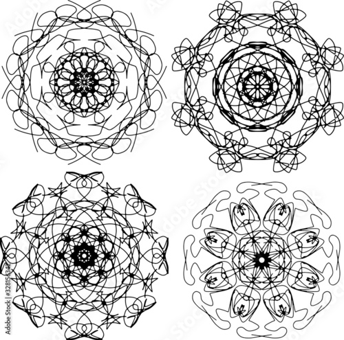 Circle lace ornament, round ornamental geometric doily 