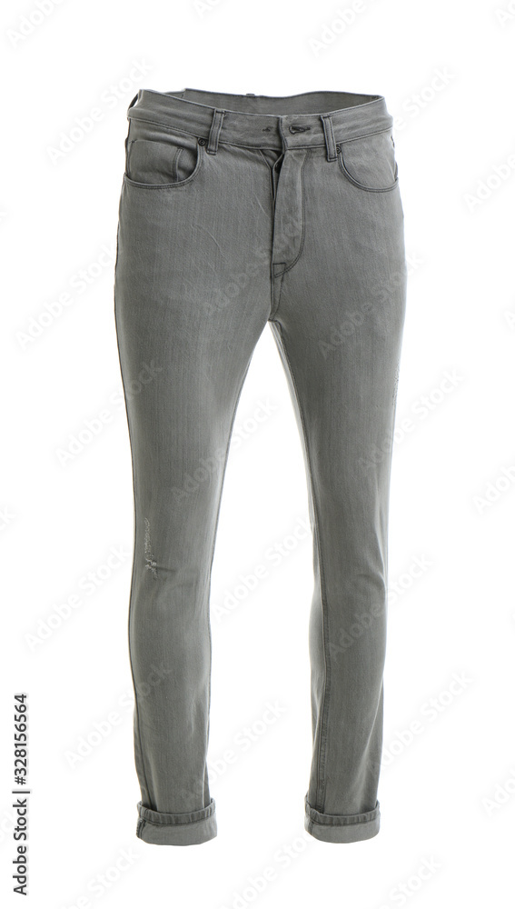 Grey jeans on mannequin against white background Grey jeans on mannequin against white background