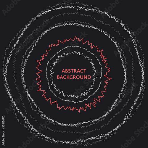 Minimalist abstract background with wavy circles. Design for album music cover. Visualization of sound of speakers. Vector illustration.
