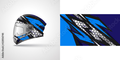 Racing helmet wrap decal and vinyl sticker design illustration.