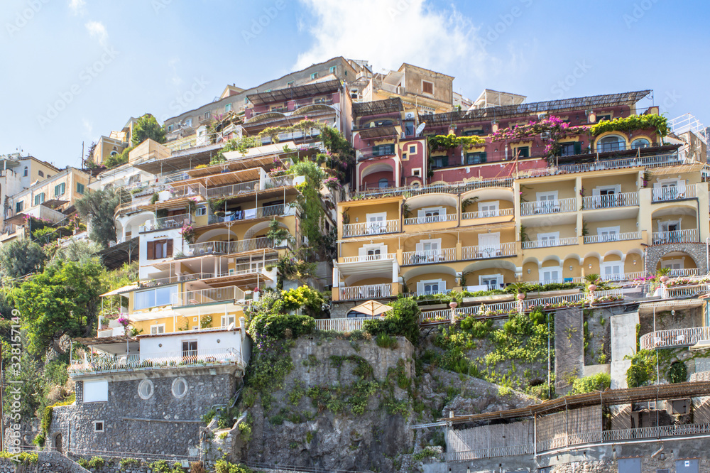 Colourful houses in the Positano city, Italy