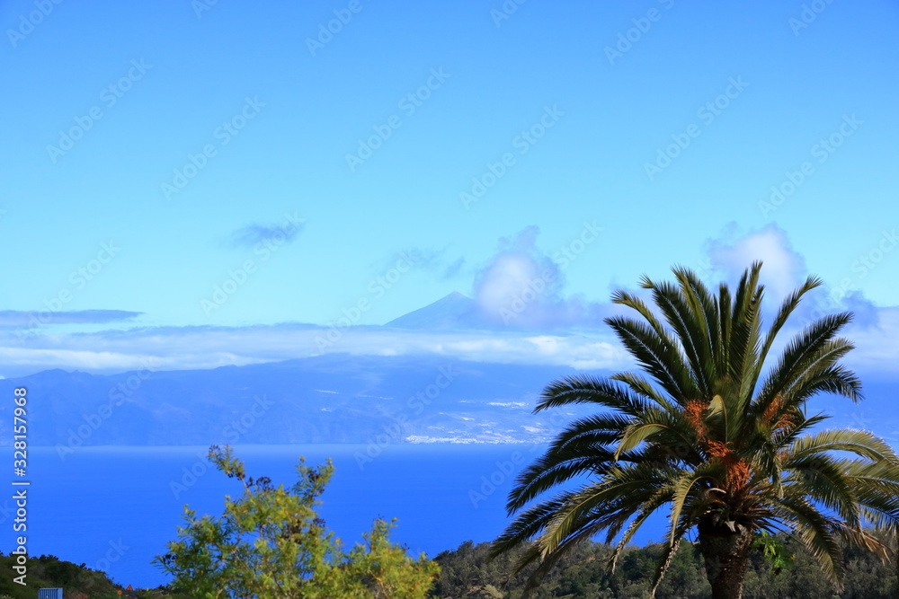 View of Tenerife and Teide mountain from La Gomera from mirador de abrante