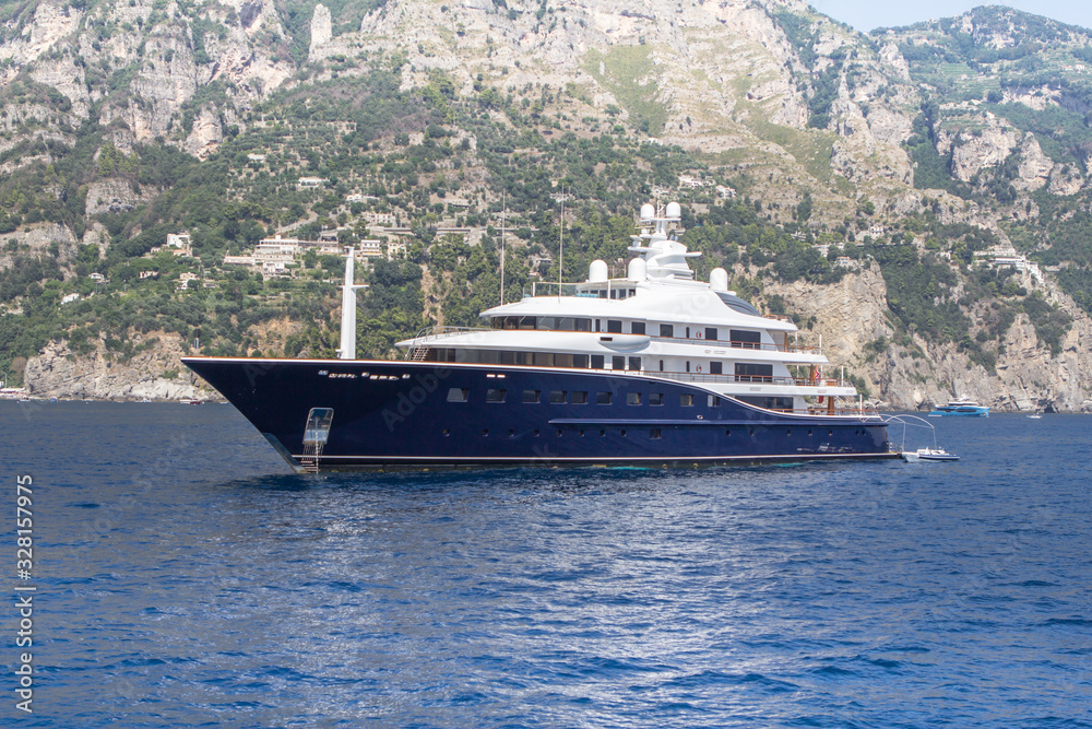 Luxury yacht on the Amalfi Coast near Positano, Italy Luxury yacht on the Amalfi Coast near Positano, Italy