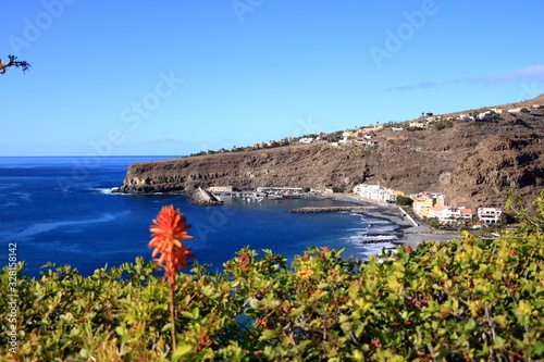 Playa de Santiago in La Gomera Canary Islands Spain from sea photo