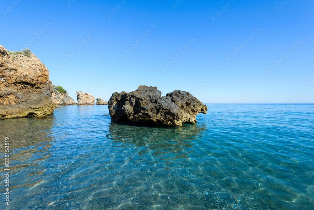Rocks on the Cliff of Maro-Cerro Gordo, Nerja, Malaga, Spain Rocks on the Cliff of Maro-Cerro Gordo, Nerja, Malaga, Spain