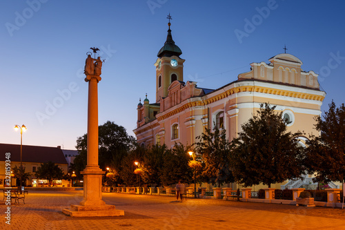 Baroque church in the main square of Topolcany, Slovakia. photo