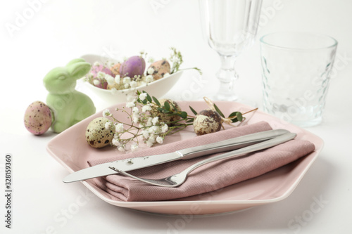 Festive Easter table setting with beautiful floral decor