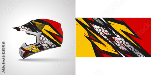 Racing helmet wrap decal and vinyl sticker design illustration.
