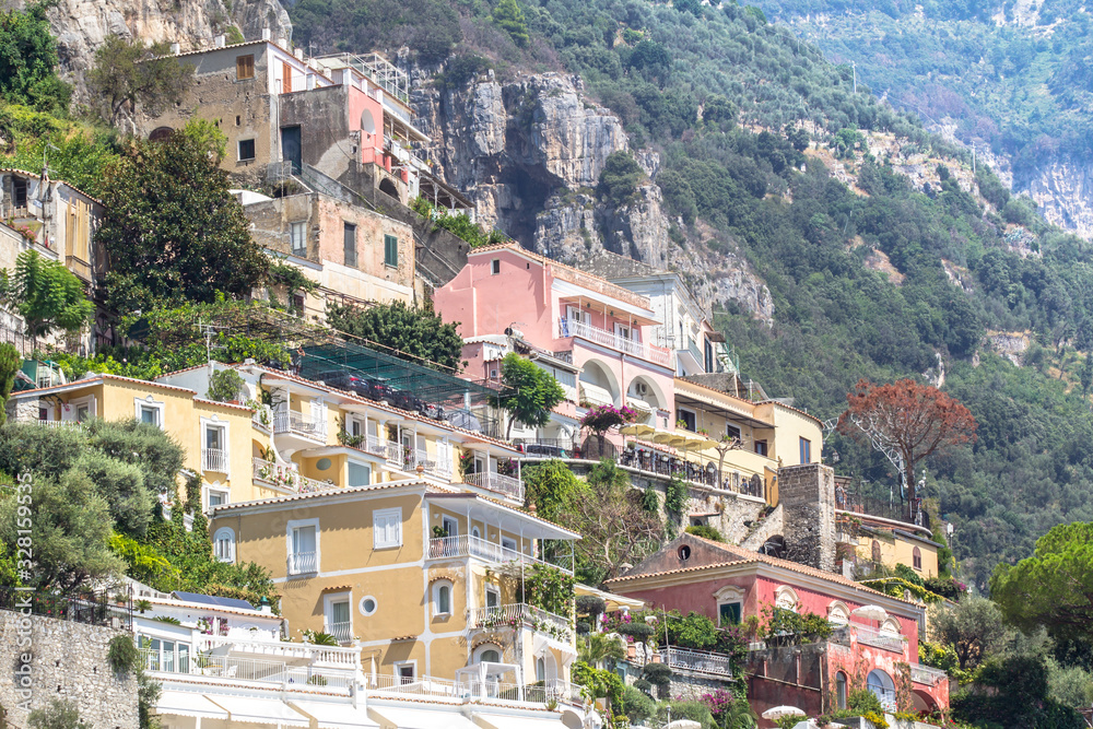 Colourful houses in Positano city, Italy