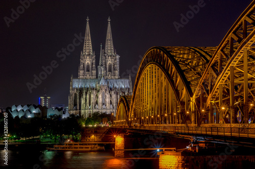 Magnificent view of Cologne Cathedral during night  Cologne Germany