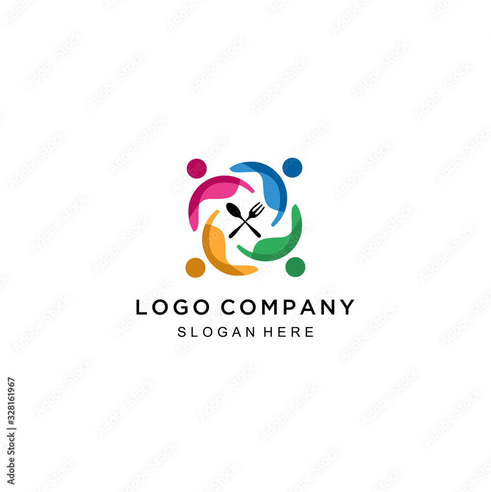 Human with spoon and fork logo design. Food restaurant logo design, family logo and restaurant icon, unity logo | unity icon | vector | for template Human with spoon and fork logo design. Food restaurant logo design, family logo and restaurant icon, unity logo | unity icon | vector | for template